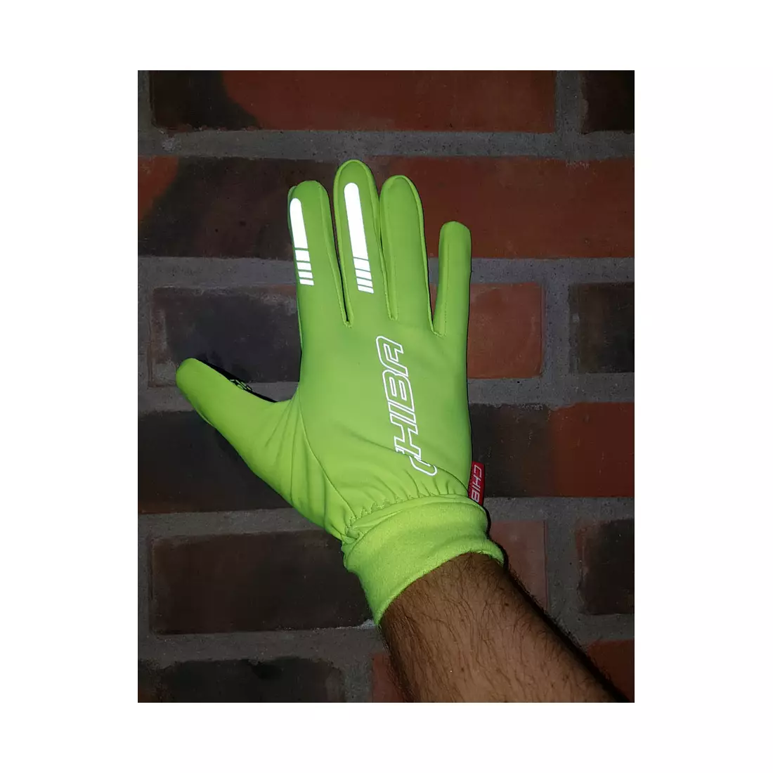 CHIBA nepromokavé cyklistické rukavice THERMOFLEECE WATERPRO fluo