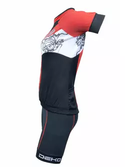 DEKO ANGEL dámský cyklistický set, dres + kraťasy, černo-červený