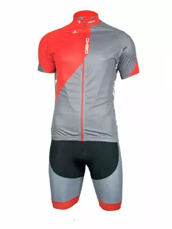 DEKO CHARCOAL - pánský cyklistický set: kraťasy + dres, černá, šedá a červená