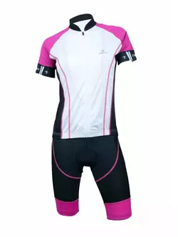 Dámský cyklistický komplet DEKO ASPIDE: dres + kraťasy, šle, černo-růžový