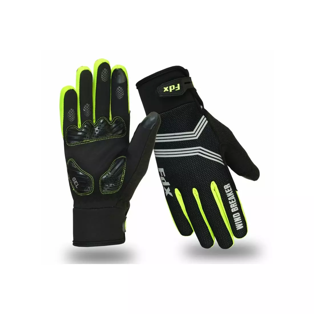 Zimní cyklistické rukavice FDX Wind Breaker Gel, černé a fluorové