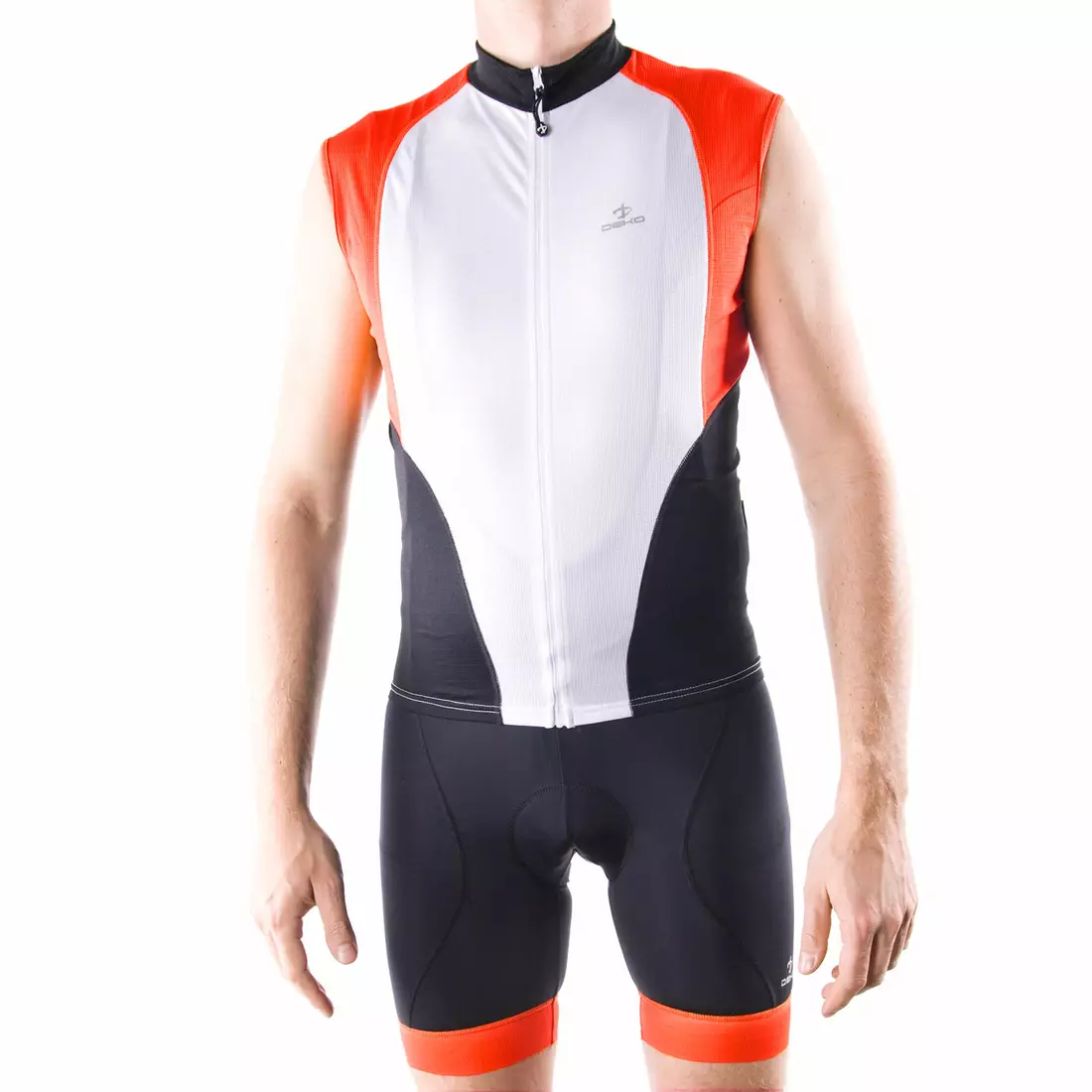 DEKO HAITI II pánský cyklistický dres bez rukávů, bílo-červený