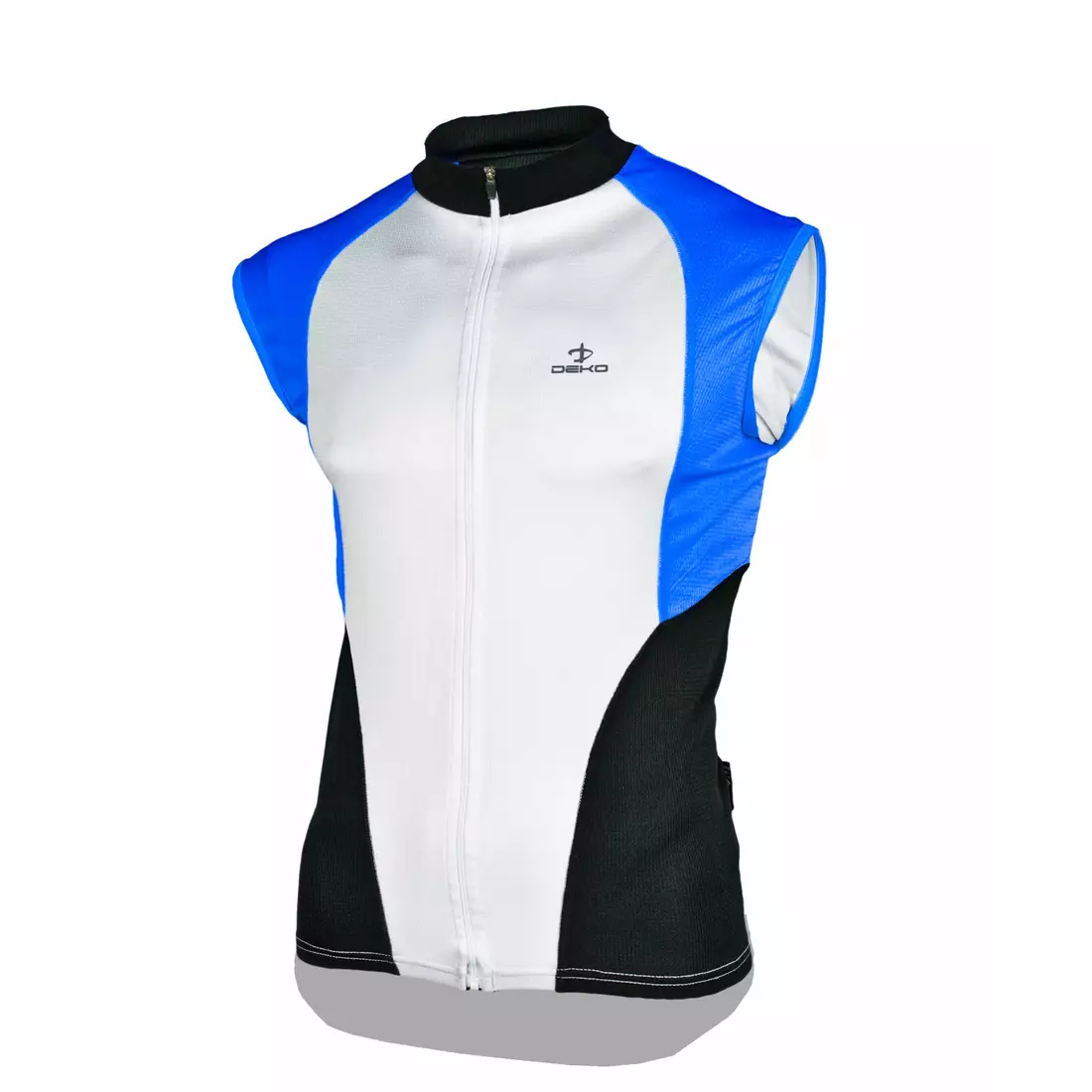 DEKO HAITI II pánský cyklistický dres bez rukávů, bílo-modrý