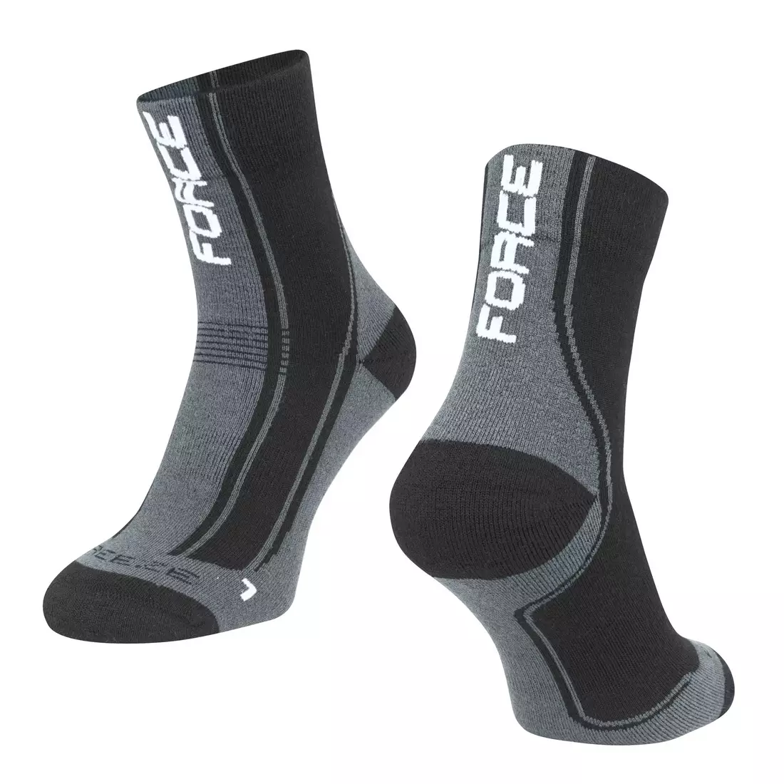 FORCE FREEZE zimní cyklistické ponožky, černo-šedo-bílá