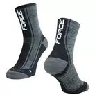 FORCE FREEZE zimní cyklistické ponožky, šedá, černá a bílá