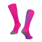 FORCE TESSERA COMPRESSION kompresní ponožky, růžovo-fialová