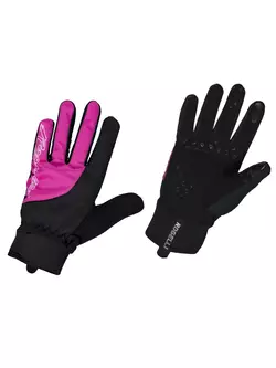 ROGELLI STORM dámské zimní cyklistické rukavice, softshell, černé a růžové