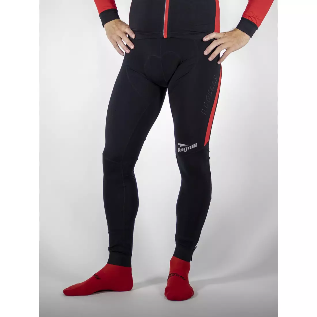 ROGELLI TRAVO 3.0 zateplené cyklistické kalhoty, šle, černo-červené