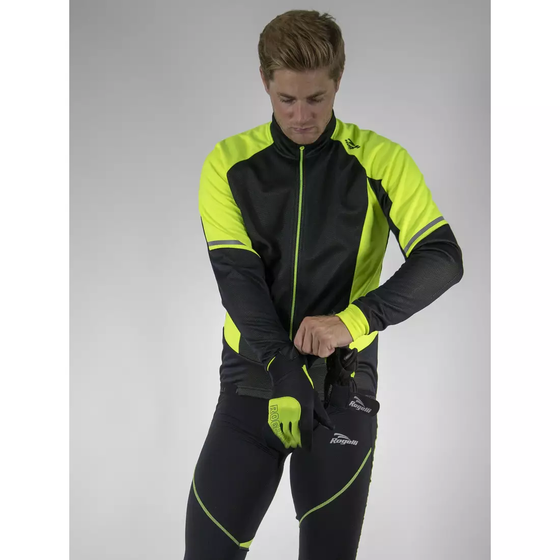 ROGELLI UBALDO 3.0 zimní cyklistická bunda, černo-fluor