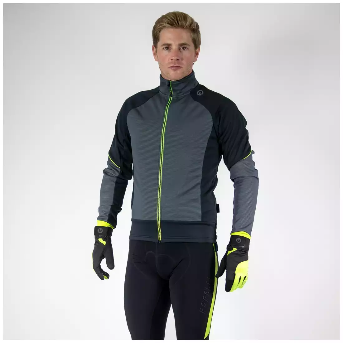 ROGELLI zimní cyklistická bunda softshellová TRANI 4.0, černo-šedo-fluorová