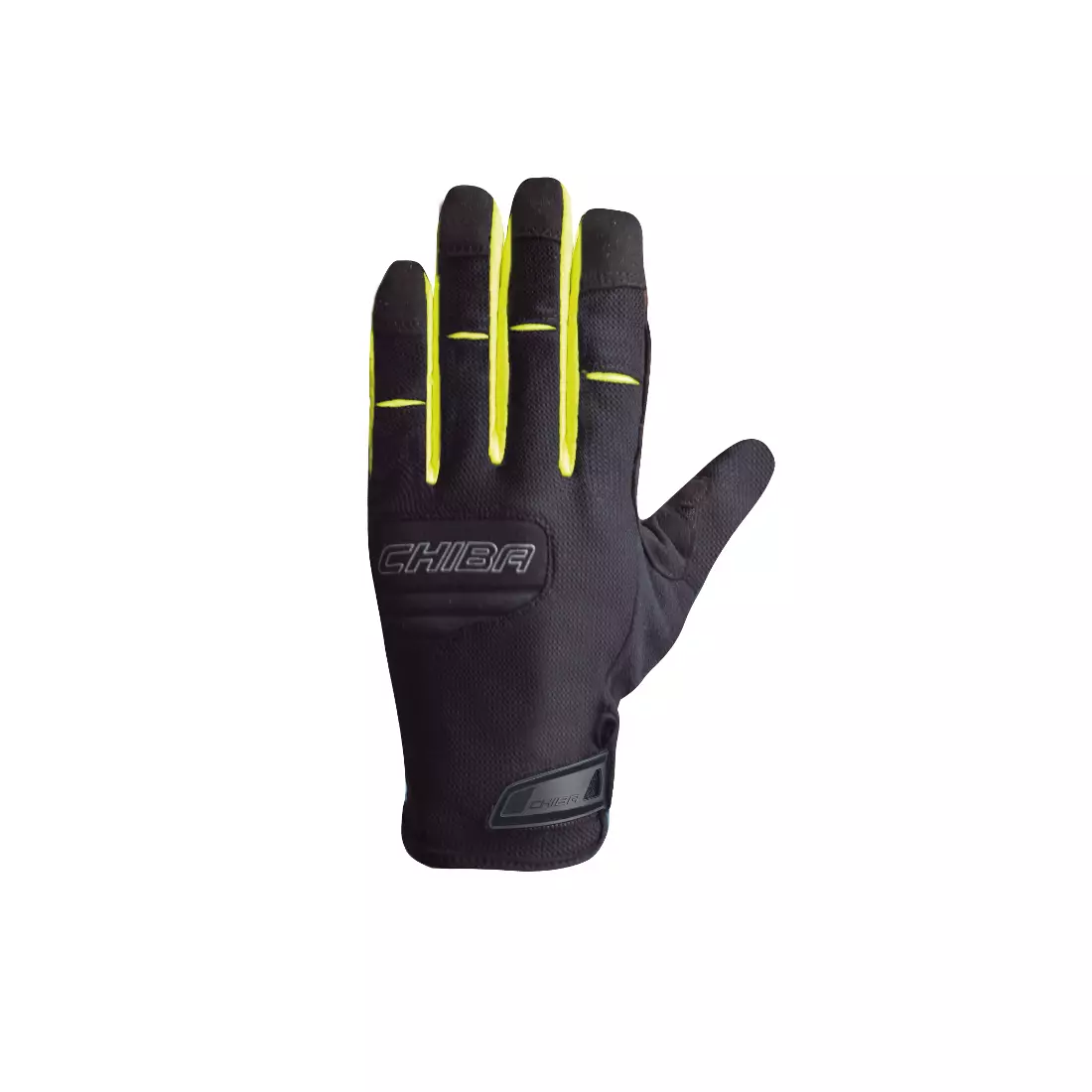CHIBA TITAN letní dlouhé prstové cyklistické rukavice, černá fluor žlutá 30786