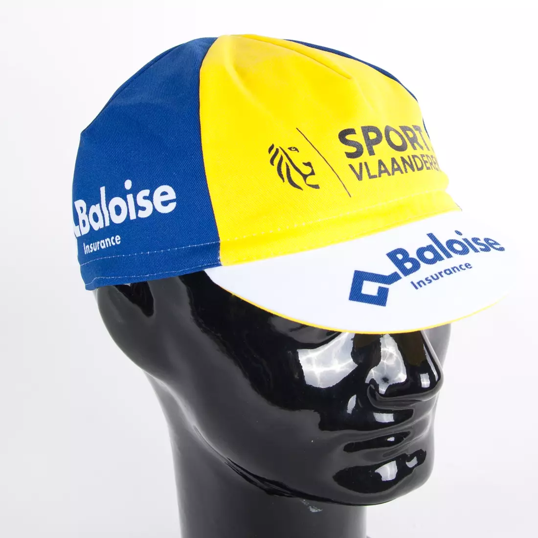 Cyklistická čepice Apis Profi SPORT vlaanderen Baloise Insurance modrá žlutá bílá kšilt