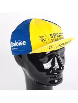 Cyklistická čepice Apis Profi SPORT vlaanderen Baloise Insurance modrá žlutá bílá kšilt