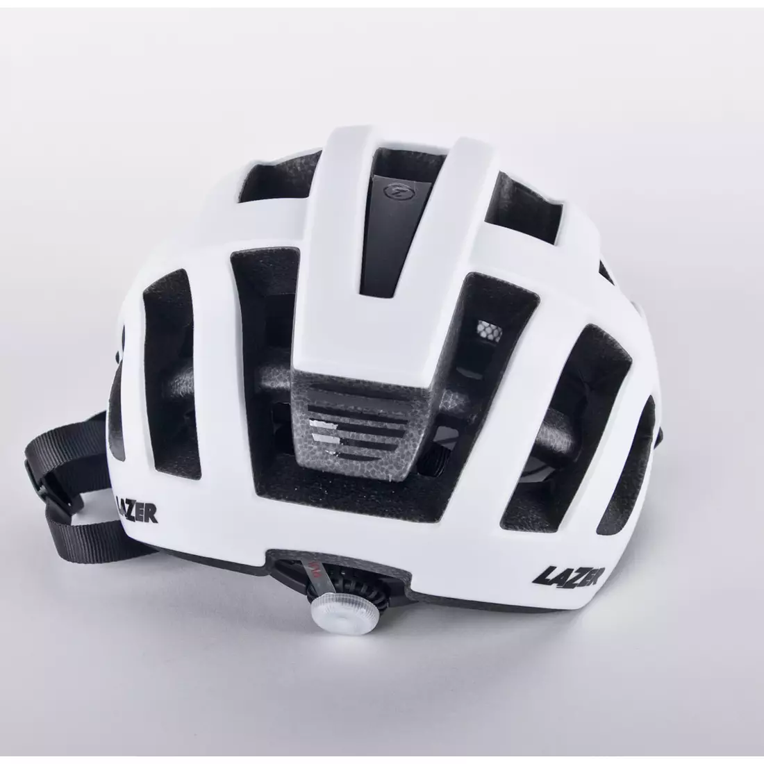 Cyklistická helma LAZER Compact DLX LED síťka proti hmyzu červená bílá mat