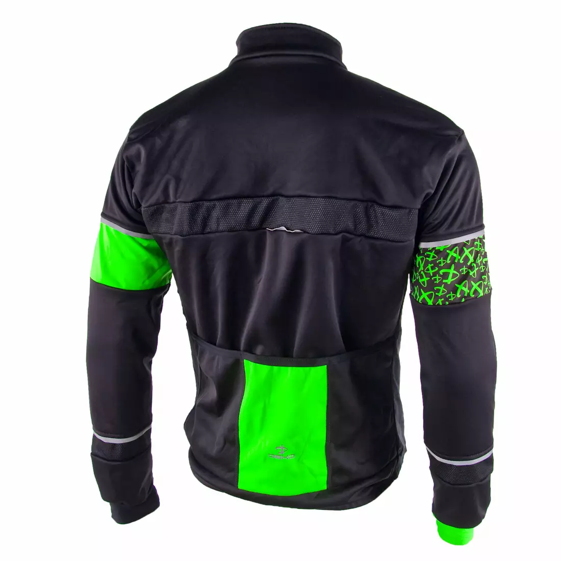 Cyklistická softshellová bunda DEKO KOLUN černo-fluor zelená