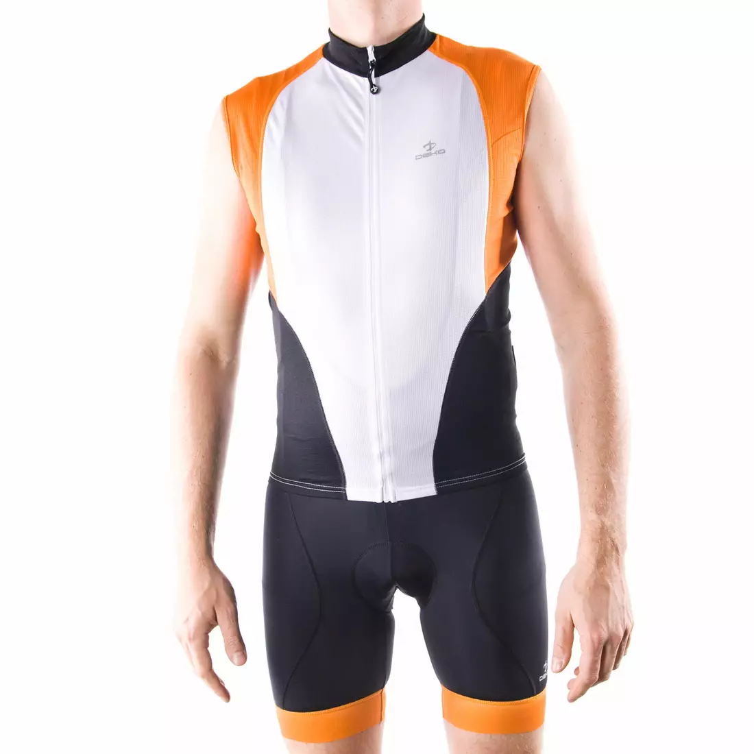 DEKO HAITI II pánský cyklistický dres bez rukávů, bílooranžový