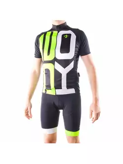 DEKO SET1 pánský cyklistický dres černo-fluor zeleno-bílý