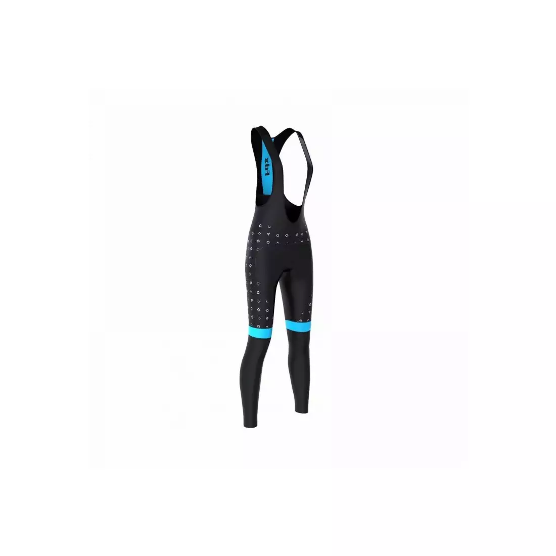 FDX 1490 dámské zateplené cyklistické kalhoty s podvazky, Černá a modrá