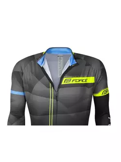 FORCE BEST letní cyklistický dres s dlouhými rukávy, černo-šedo-fluorově žlutý 900138