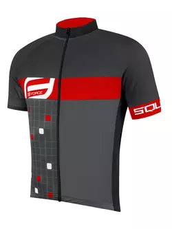 FORCE SQUARE pánský cyklistický dres, červený a šedý 90012873