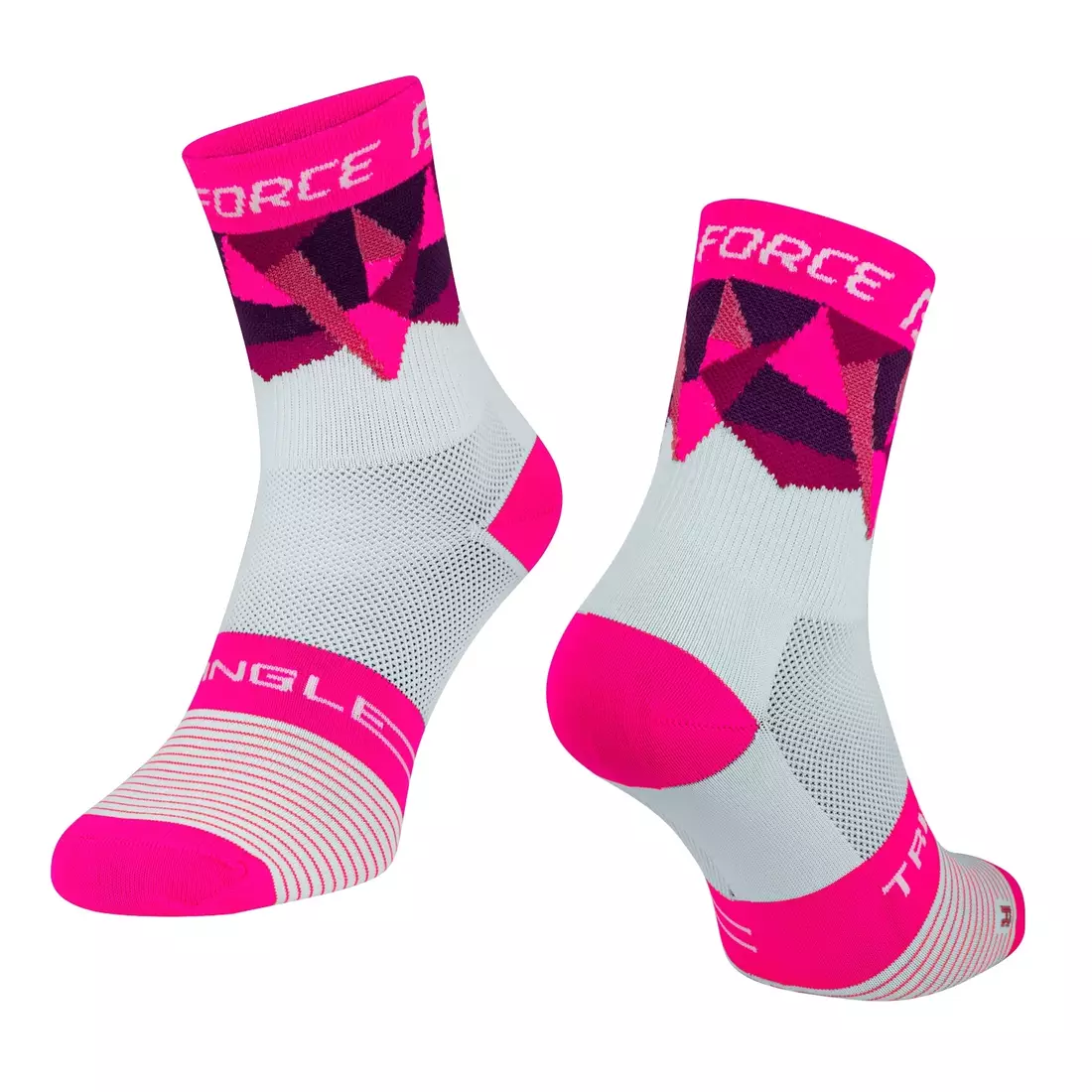 FORCE TRIANGLE cyklistické/sportovní ponožky, bílé a růžové