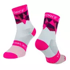 FORCE TRIANGLE cyklistické/sportovní ponožky, bílé a růžové
