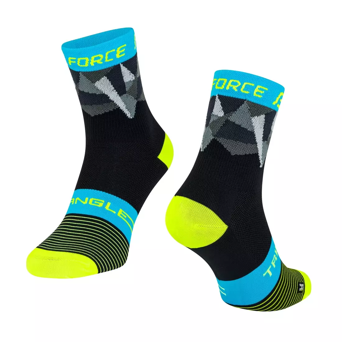 FORCE TRIANGLE cyklistické/sportovní ponožky, černo-žluto-modrá