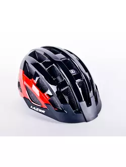 LAZER Compact DLX cyklistická helma LED síť proti hmyzu červený černý lesk