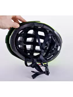 LAZER Compact DLX cyklistická helma LED síť proti hmyzu fluor červená žlutá lesklá