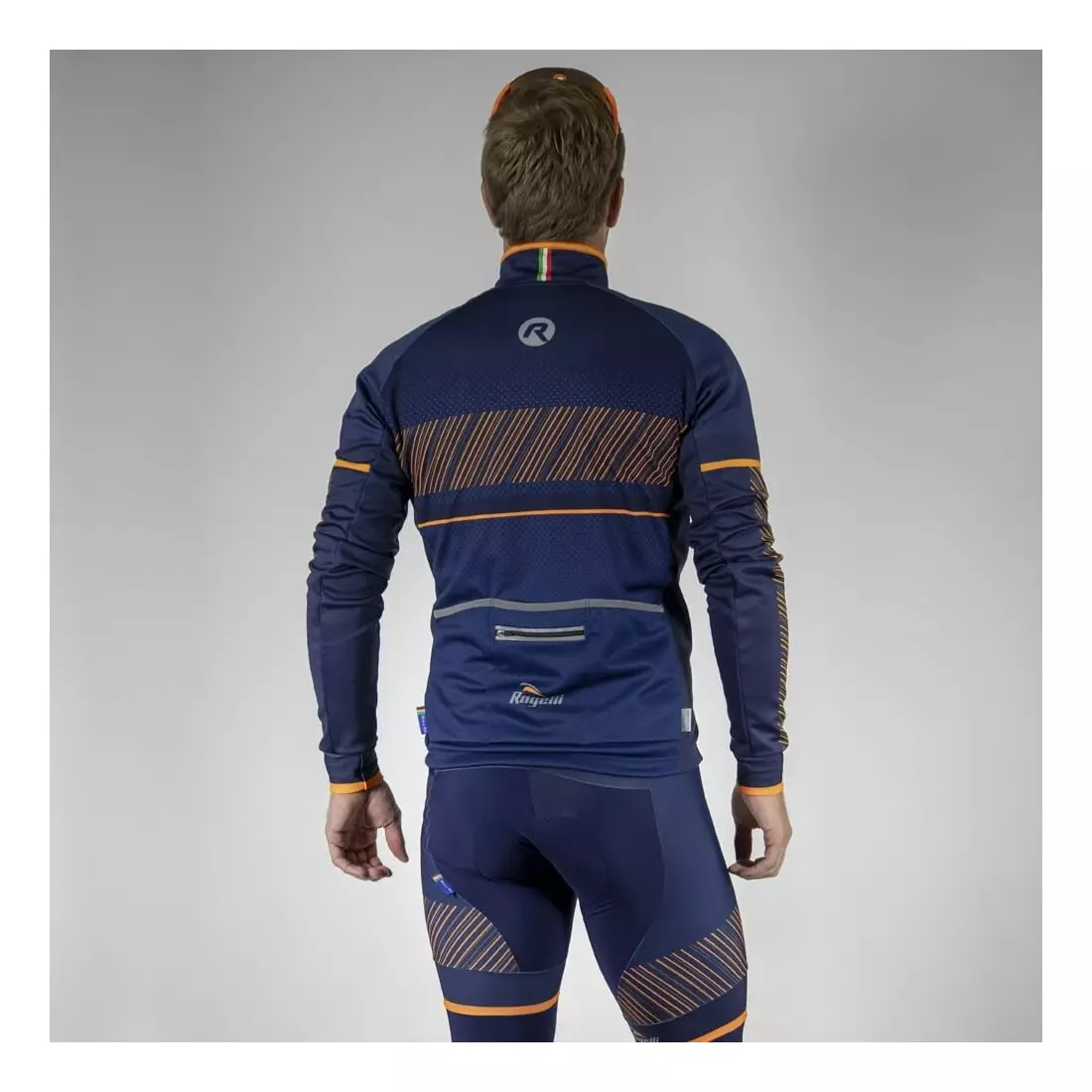 ROGELLI RITMO lehce izolovaná cyklistická bunda, námořnická modř-fluo oranžová