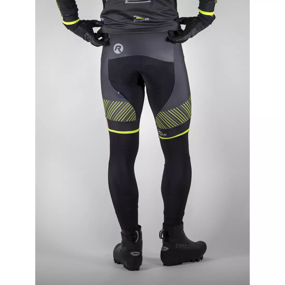 Zateplené cyklistické kalhoty ROGELLI RITMO, černo-fluor-žluté