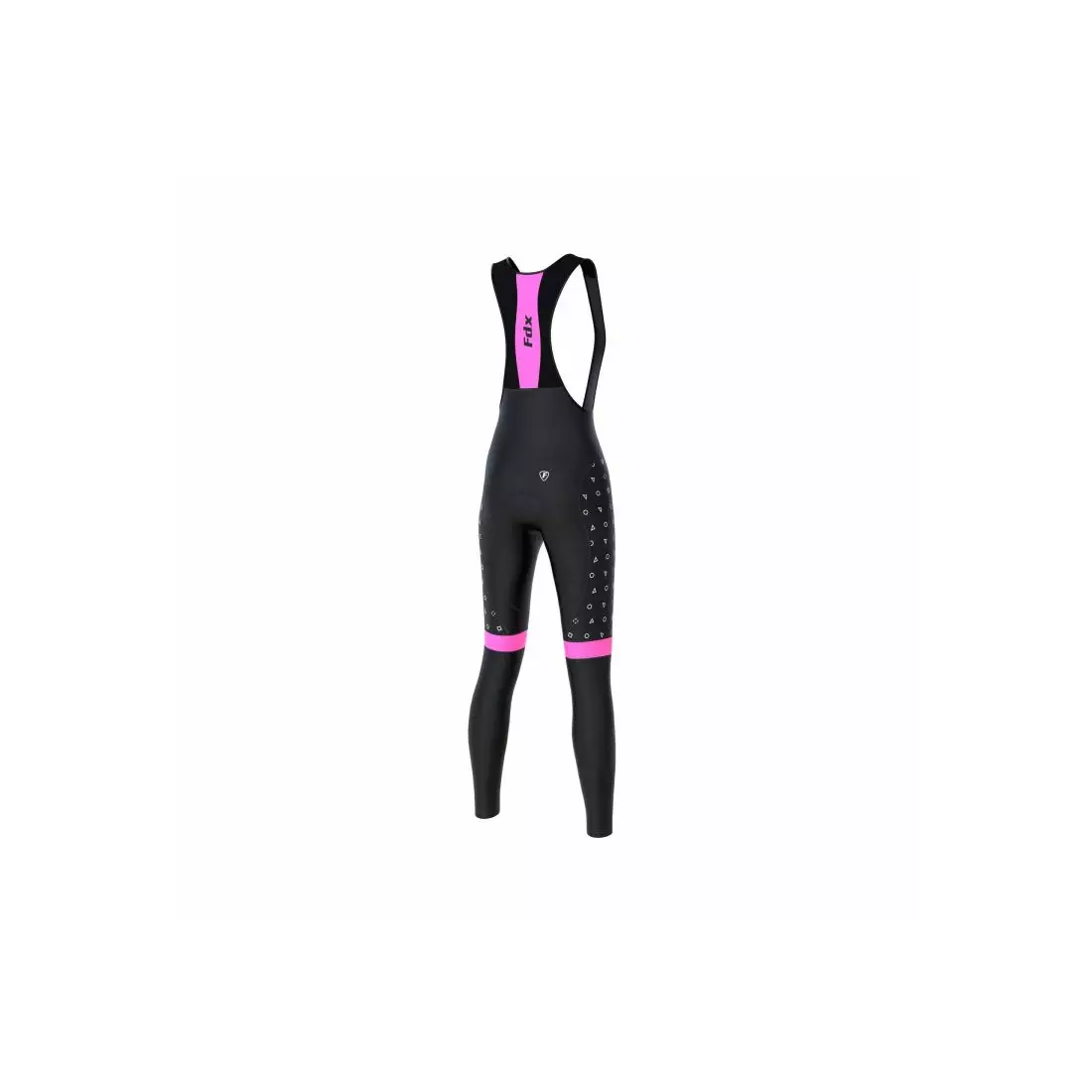 FDX 1490 dámské zateplené cyklistické kalhoty s podvazky, Černá a růžová