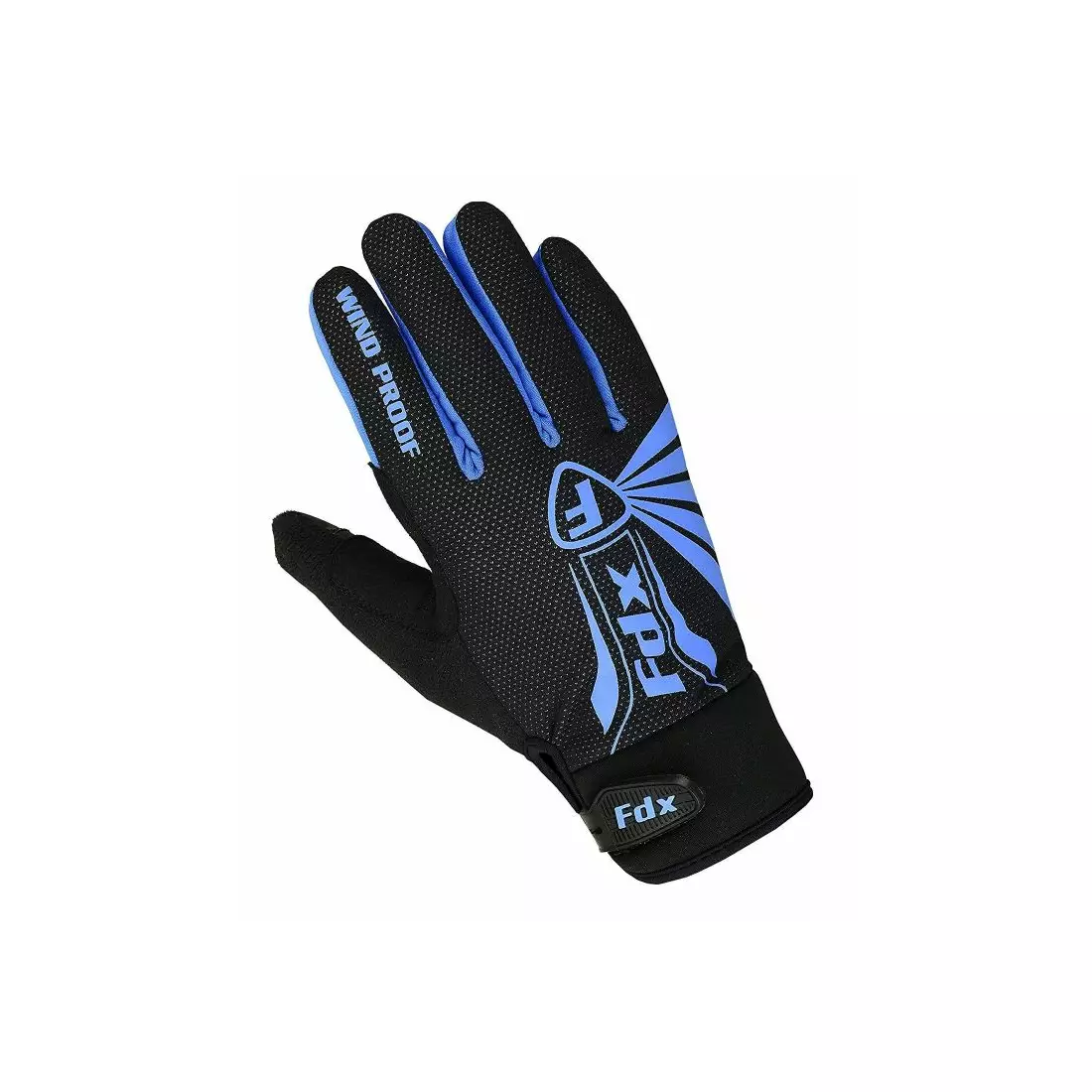 FDX 1901 Full Finger zimní cyklistické rukavice Černá a modrá