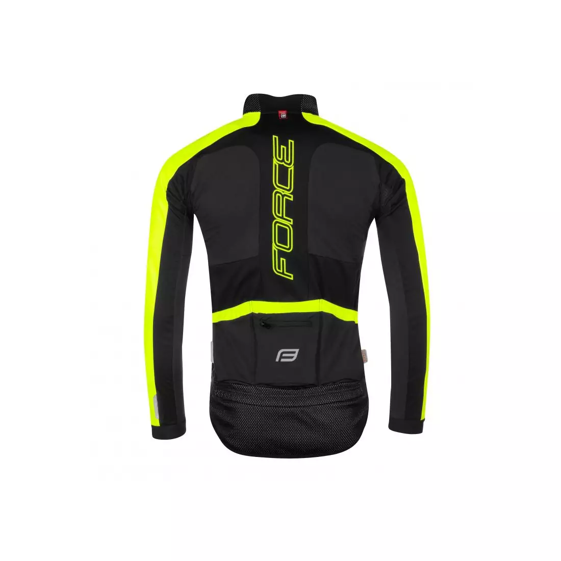 FORCE X100 zimní cyklistická bunda černá fluoro žlutá 899860