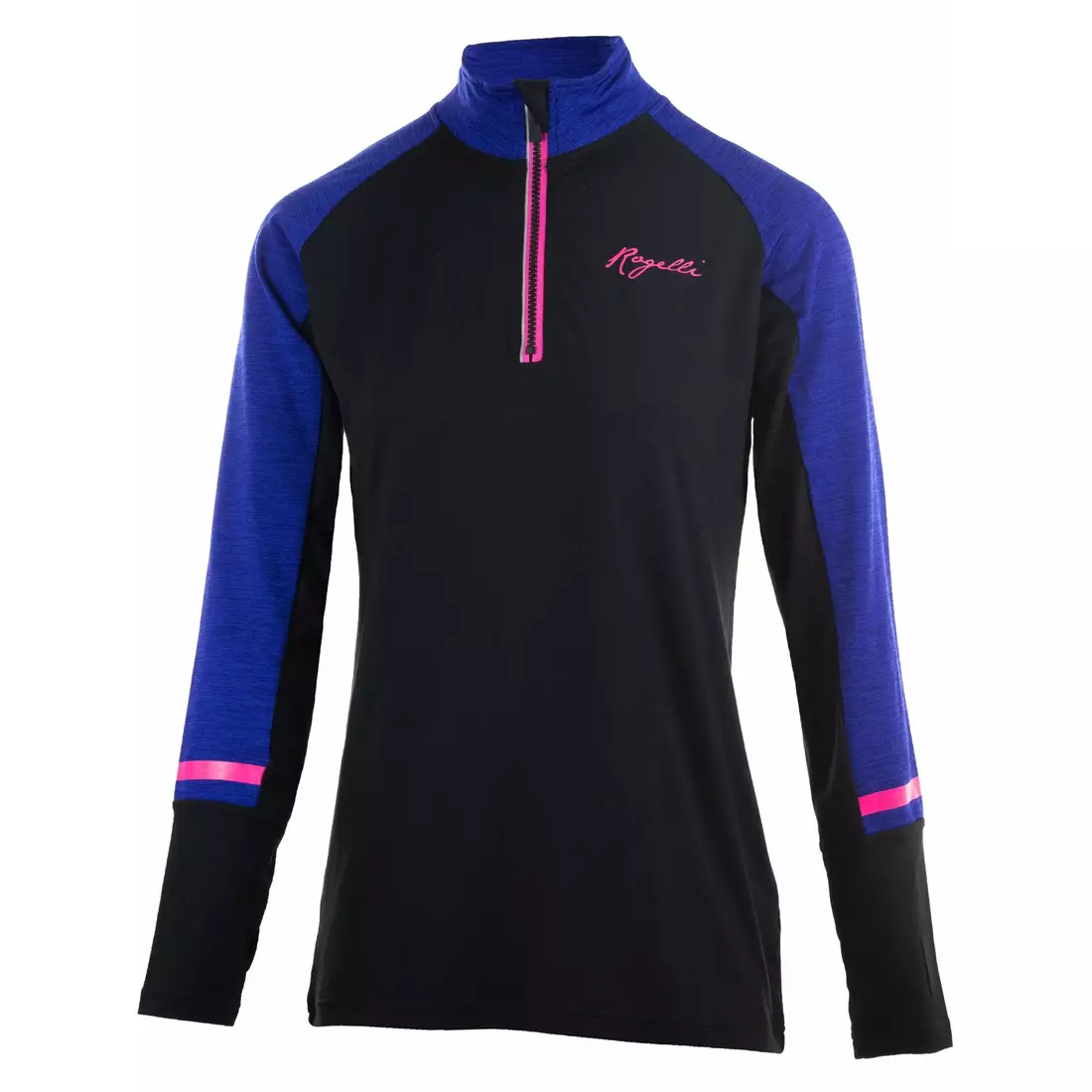 Rogelli COSMIC Dámské běžecké tričko s dlouhým rukávem v černé, modré a růžové barvě 840.666