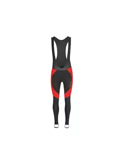 WOSAWE BL106 zateplené cyklistické kalhoty s postrojem, černo-červená gelová vložka