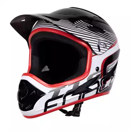 FORCE cyklistická helma TIGER downhill, černo-bílo-červená 902102