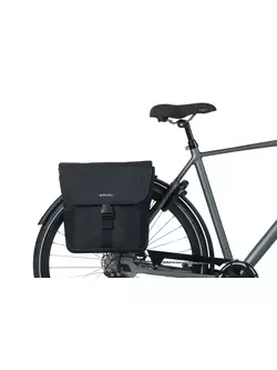 Městský cyklistický kufr dvojnásobek BASIL GO DOUBLE BAG 32L, zapínání na popruhy, Černá BAS-17654