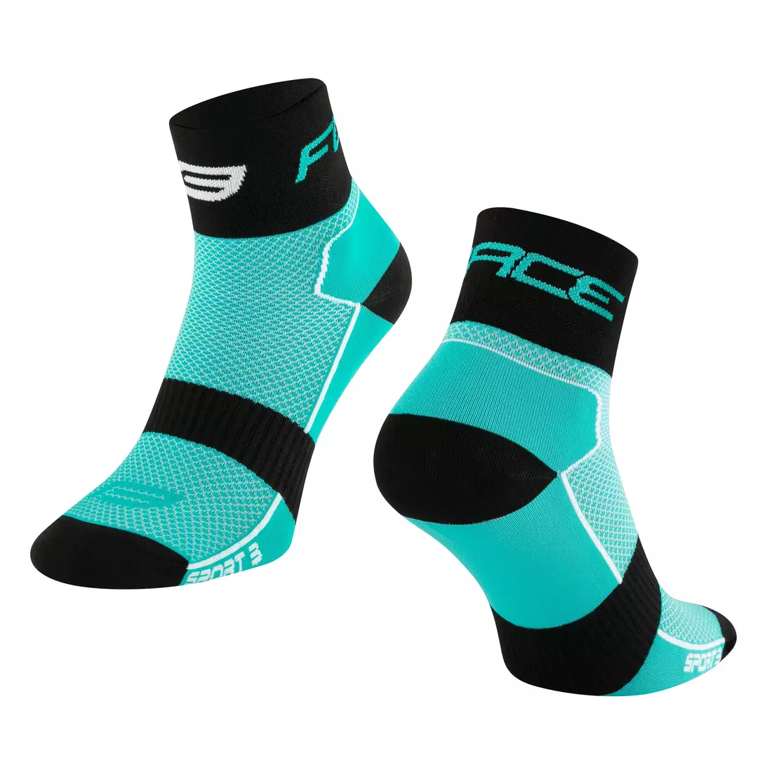 FORCE nízké cyklistické ponožky sport 3 tyrkysově černé 9009023
