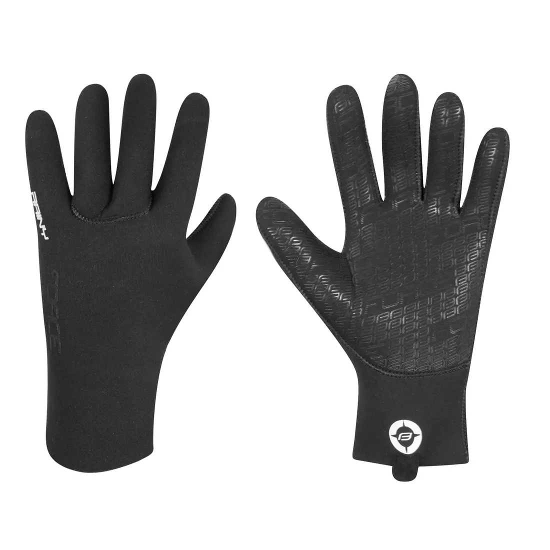 FORCE zimní cyklistické rukavice rainy neopren black 90464-L