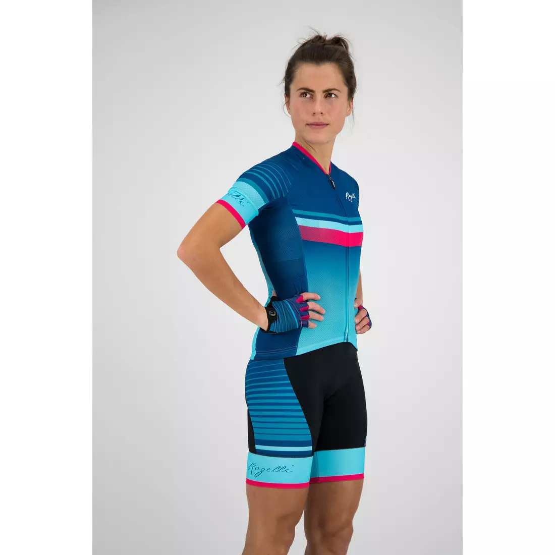 Rogelli Impress 010.160 dámský cyklistický dres modrý / růžový
