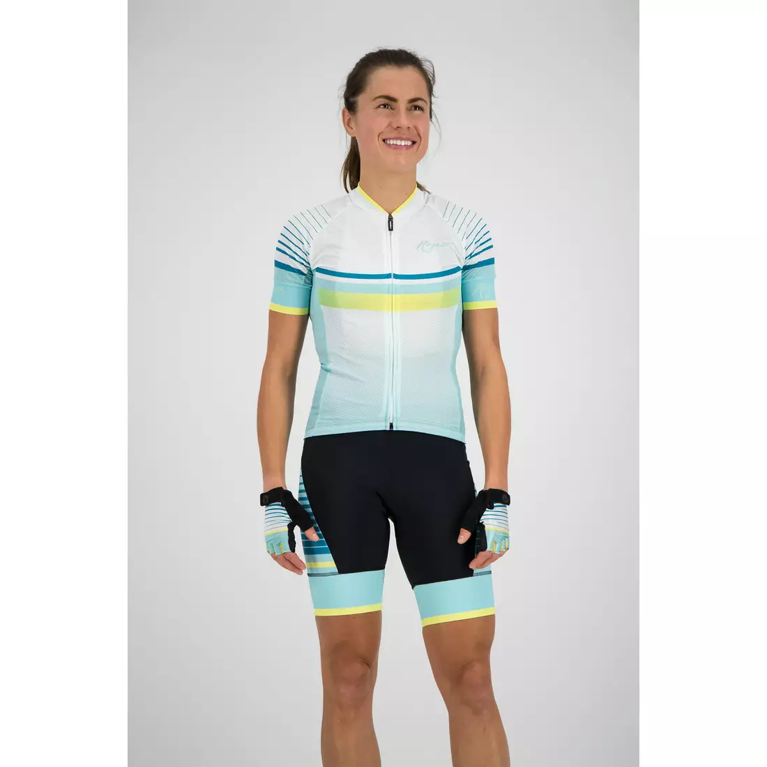 Rogelli Impress 010.163 dámský cyklistický dres tyrkysová / žlutá
