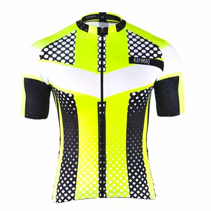 KAYMAQ M7 pánský cyklistický dres s krátkým rukávem, bílo-fluor žlutě
