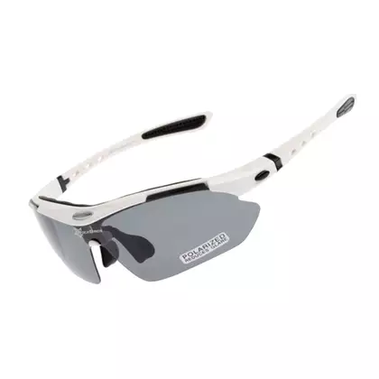 RockBros 10002 Cyklistické / sportovní brýle s 5 výměnnými čočkami polarizovanými Bílý