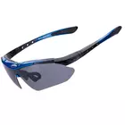 RockBros 10007 Cyklistické / sportovní brýle s 5 výměnnými čočkami polarizovanými modrý