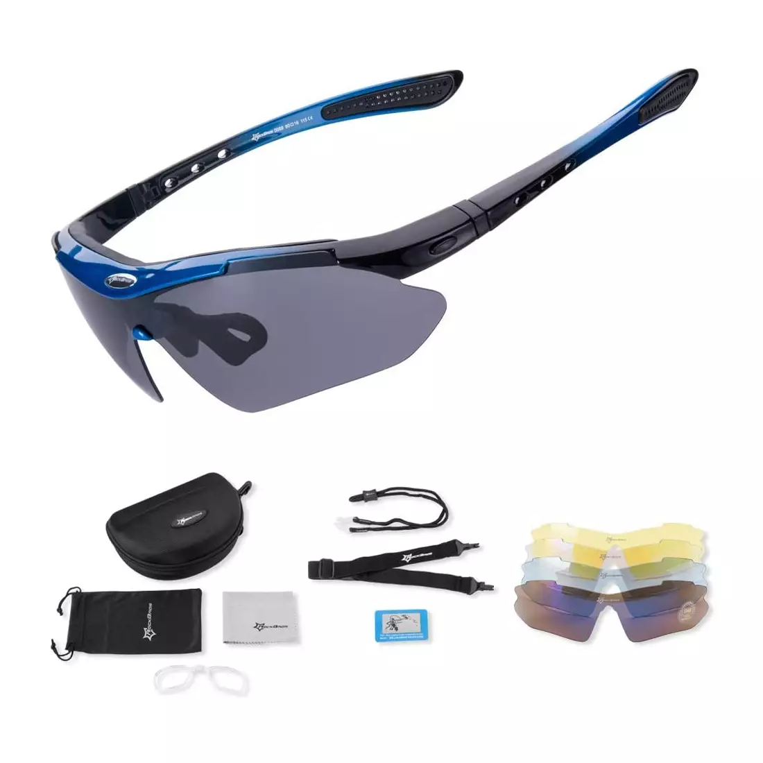 RockBros 10007 Cyklistické / sportovní brýle s 5 výměnnými čočkami polarizovanými modrý