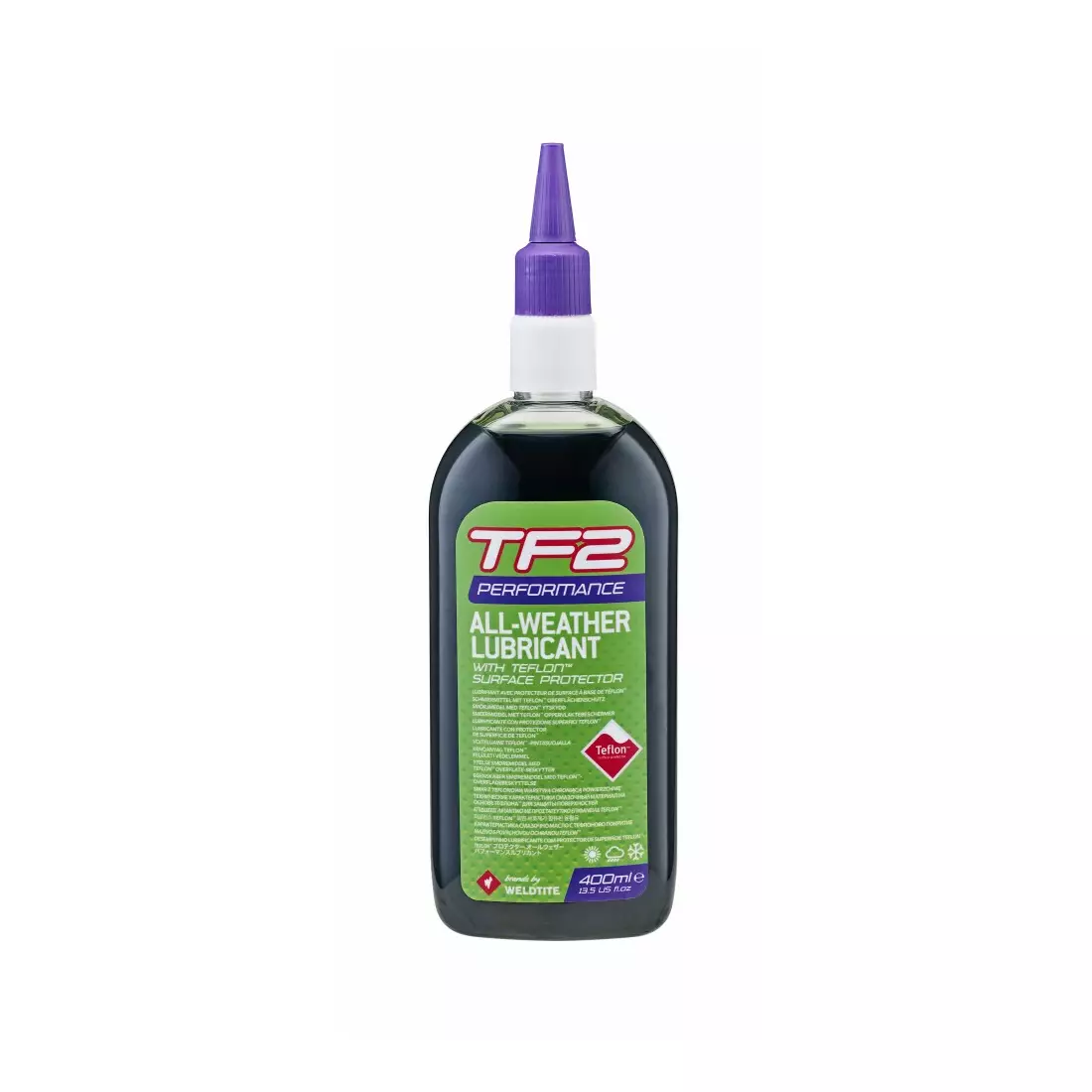 WELDTITE řetězový olej tf2 performance teflon all weather (suché a mokré podmínky) 400ml WLD-03074
