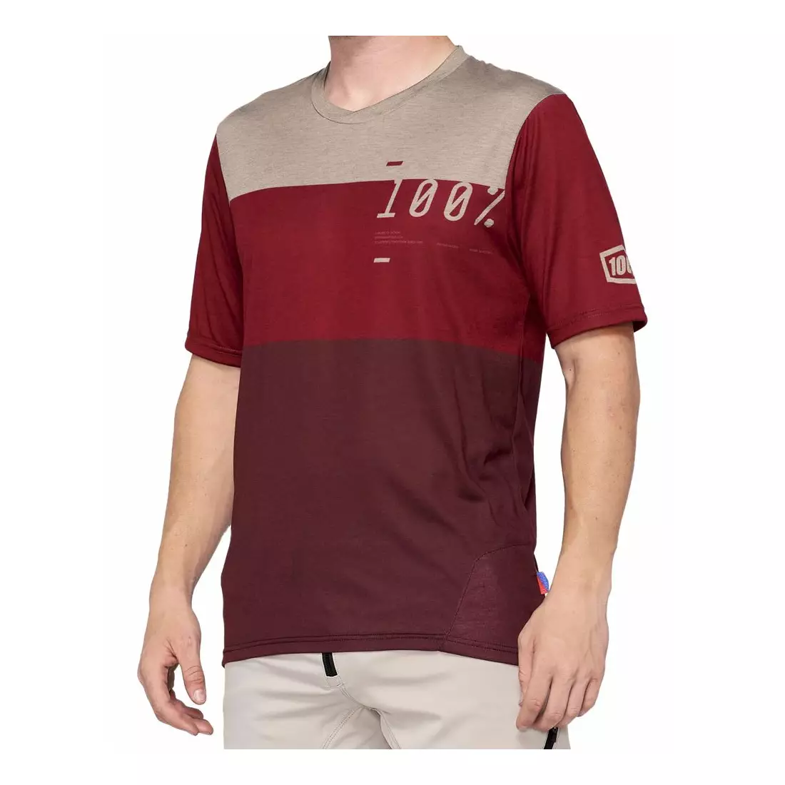 100% pánské tričko s krátkým rukávem airmatic cihlové tmavě červené STO-41312-037-10