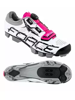 FORCE MTB CRYSTAL dámská cyklistická obuv bílá a růžová 9407238