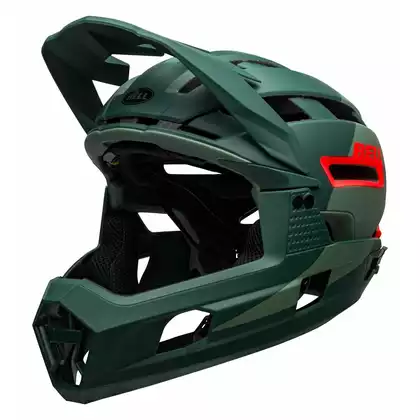 BELL cyklistická helma full face super air r mips spherical matte gloss green infrared BEL-7113695